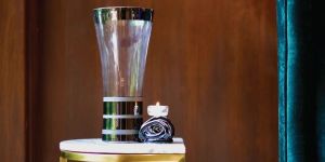 Vase with Geometric Bands OF Silver Large