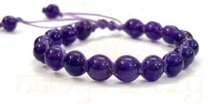 Two-Sided Hand-Knotted, Natural 8mm Amethyst Gemstones Fashion Healing Macrame Bracelet