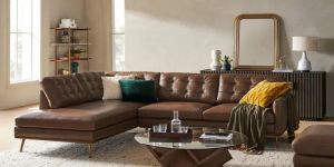 Cocoa Luxe Leather L Shape Corner Sofa Set 2 Seater