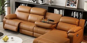 Eclipse L Shape Sectional Leather Sofa With Recliner