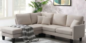 Gladia Spring L Shape Sofa White