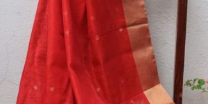 red chanderi handloom cotton silk dupatta