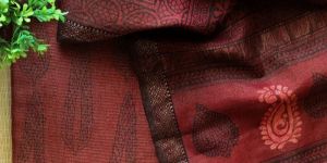 Rust Bagh Hand Block Printed Handloom Tissue Cotton Silk Dress Material