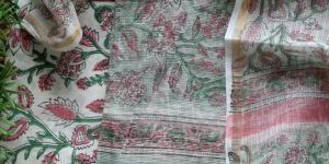 Sea Green Bagru Hand Block Printed Kota Doria Dress Material