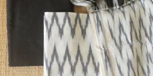 White AND Black Pochampally Ikkat Handloom Cotton Dress Material