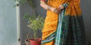 Yellow Odisha Ikkat Handloom Cotton Saree