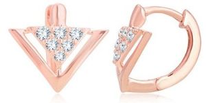 Pink Arrow Diamond Hoop Earrings