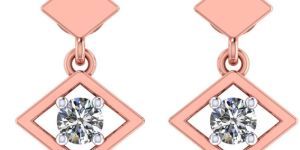 Rhombic Shine Solitaire Drop Earrings