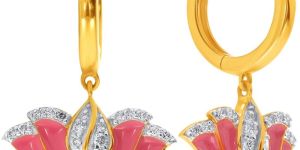 Water Lily Diamond Hoop Earrings