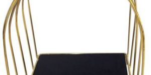 Square Black Golden Metal Hamper Basket