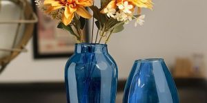 Transparent Blue Glass Flower Vase