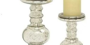 White Decorative Glass Pillar Candle Holder