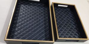 rectangular brushed gold handles serving tray