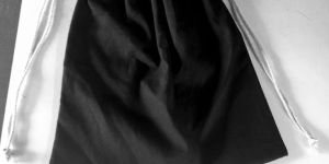 Black Plain Cotton Pouch Bag