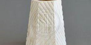 White Geometric Pattern Bone Inlay Candle Holder