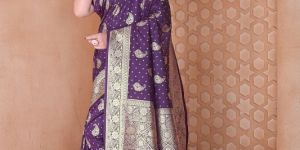 9776 Purple Jari Work Weaving Banarasi Soft Silk Saree