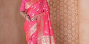 9776 Rani Pink Jari Work Weaving Banarasi Soft Silk Saree