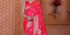 9778 Bright Red Jari Work Weaving Banarasi Soft Silk Saree