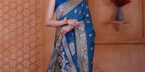 9778 Royal Blue Jari Work Weaving Banarasi Soft Silk Saree