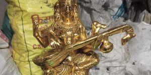 6*10*14 Inch, Aluminium Saraswati Mata Statue