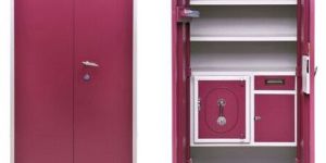 Steel Almirah Light Brown & Silver Metal