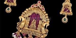 Traditional Meenakari Gold Pendant Earring Set