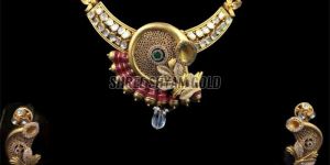 22k real gold indian traditional royal necklace set
