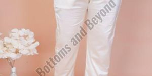 Ladies White Satin Silk Pant