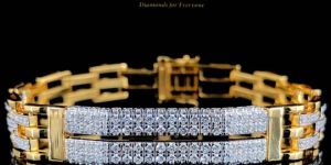 Mens 18kt Gold Lab Grown Diamond Bracelet