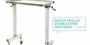 Silver Carevel C 4004 Double Stand Mayo's Trolley, For Hospitals
