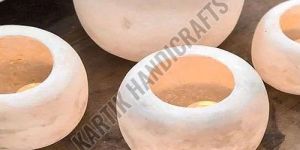 Round White Alabaster Marble Candle Holder