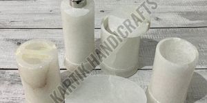 White Alabaster Marble Bathroom Set