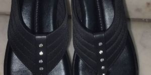 Voges Black Flat Ladies Sandal