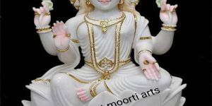 White Marble Laxmi Mata Sitting Statue