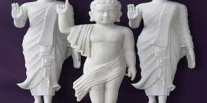 White Marble Standing Buddha Statue