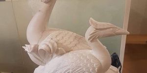 White Marble Swan Sculpture
