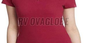 Ladies Red Cotton Polo T-Shirt