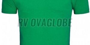 Mens Green Round Neck Cotton T-Shirt