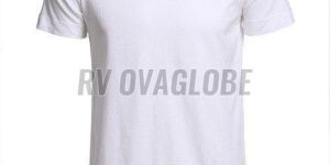 Mens White Round Neck Cotton T-Shirt