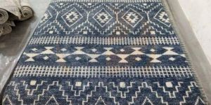 Navy Tribal Wool And Viscose Rug