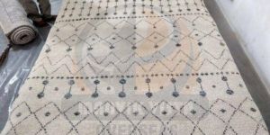 Rectangular Ivory Hand Knotted Moroccan Area Rug