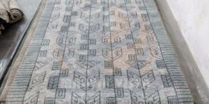 Striped Border Tribal Wool And Viscose Rug