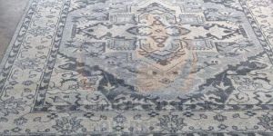 Vintage Grey and Ivory Wool and Viscose Rug