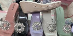 Transparent Round Stone Heel Ladies Sandal