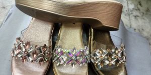 Transparent Stone Carved Ladies Heeled Ladies Sandal