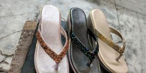 V Shape Glitter Strap Ladies Slipper