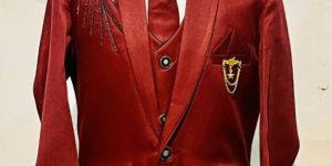 Red Embroidered Kids Five Piece Suits