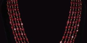Jaipur Ruby Mala with Gold Chain