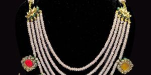 Pink Stone Strings with Kundan Pendant Set