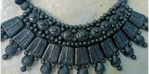 Handcrafted Dark Grey Terracotta Necklace